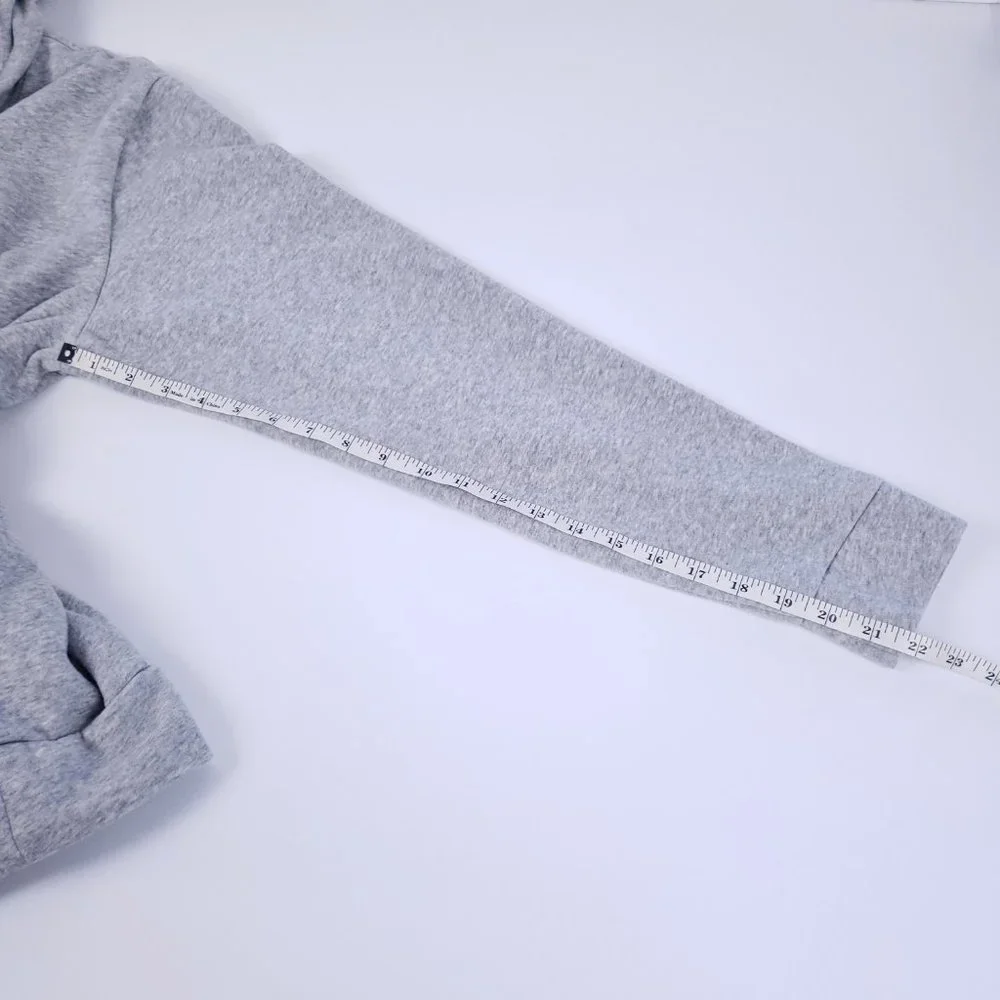 Adidas Sweatshirt Hoodie Size Large in Gray-Kangaroo Pocket-Fleece Lined - Picture 7 of 7